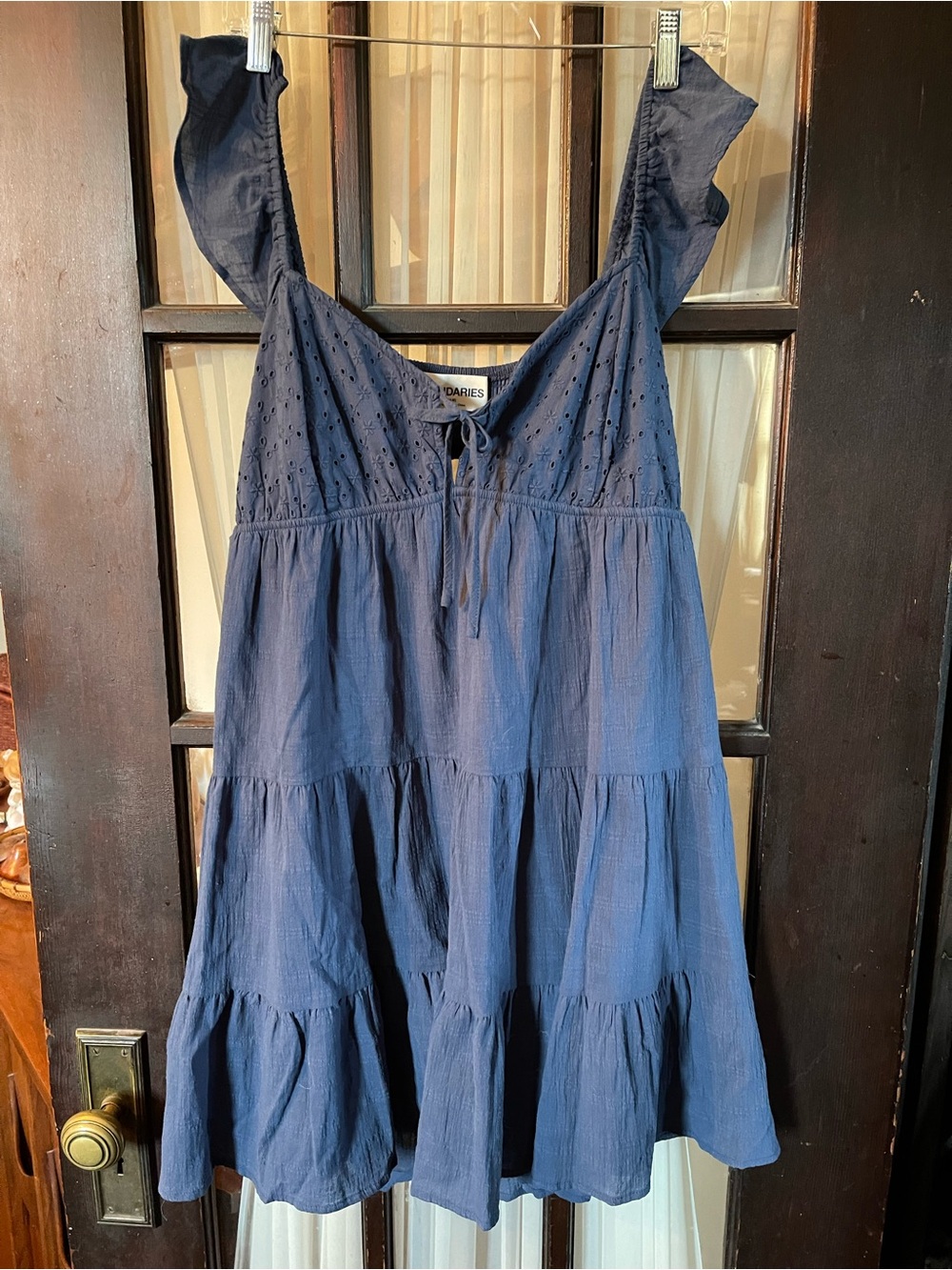 NET Woman’s/Juniors Darling Navy Blue Ruffle Strap Dress - XL